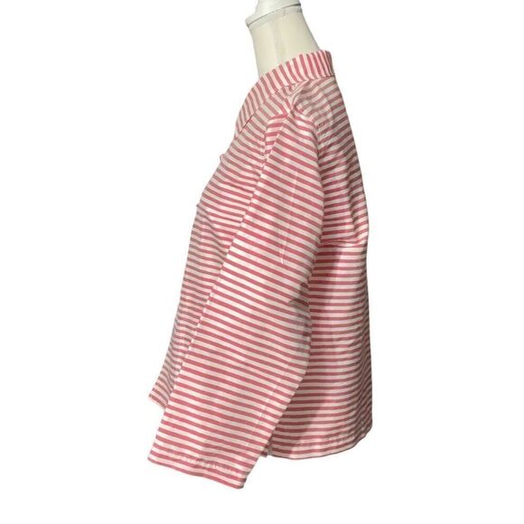 Indo Chic Silk Red White Striped Frog Closure Jacket Long Sleeve Collared Sz XS - Picture 3 of 6